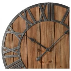 Wadiga Horloges Murales Et Horloges à Poser Horloge Murale Ronde En Métal Et Bois D60cm -Plaques et lettrages Soldes horloge murale ronde en metal et bois d60cm 1
