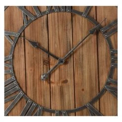 Wadiga Horloges Murales Et Horloges à Poser Horloge Murale Ronde En Métal Et Bois D60cm -Plaques et lettrages Soldes horloge murale ronde en metal et bois d60cm 2