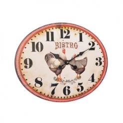 EMDE Horloges Murales Et Horloges à Poser Horloge Ovale Poules En Métal Rouge
