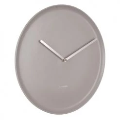 Present Time Horloges Murales Et Horloges à Poser Horloge Plate En Porcelaine Gris Diam 35cm -Plaques et lettrages Soldes horloge plate en porcelaine gris diam 35cm 1