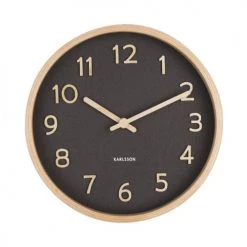 Present Time Horloges Murales Et Horloges à Poser Horloge Pure Small Bois Noir -Plaques et lettrages Soldes horloge pure small bois noir 1