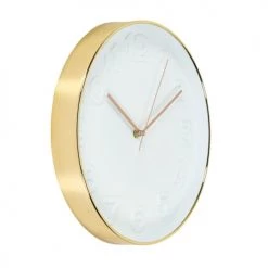 The Home Deco Factory Horloges Murales Et Horloges à Poser Horloge Ronde Blanche Cuivre D30,5cm -Plaques et lettrages Soldes horloge ronde blanche cuivre d30 5cm 1