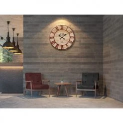 EMDE Horloges Murales Et Horloges à Poser Horloge Ronde En Bois Marron -Plaques et lettrages Soldes horloge ronde en bois marron 1