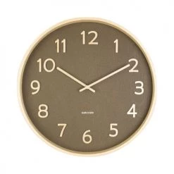 Present Time Horloges Murales Et Horloges à Poser Horloge Ronde En Bois Pure 40 Cm Vert Mousse -Plaques et lettrages Soldes horloge ronde en bois pure 40 cm vert mousse 3