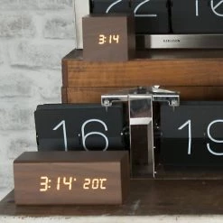 Present Time Horloges Murales Et Horloges à Poser Réveil à Led En Bois -Plaques et lettrages Soldes reveil a led en bois 9