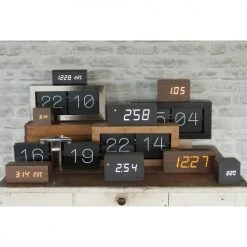 Present Time Horloges Murales Et Horloges à Poser Réveil à LED Et Température En Bois -Plaques et lettrages Soldes reveil a led et temperature en bois 3