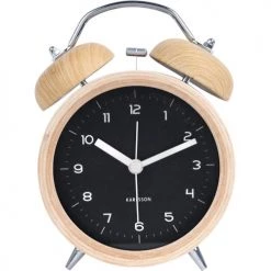 Present Time Horloges Murales Et Horloges à Poser Réveil Classic Bell En Bois -Plaques et lettrages Soldes reveil classic bell en bois 2