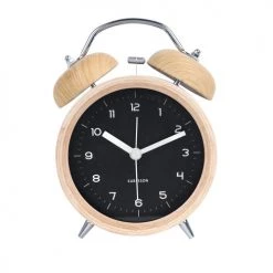 Present Time Horloges Murales Et Horloges à Poser Réveil Classic Bell En Bois -Plaques et lettrages Soldes reveil classic bell en bois 4