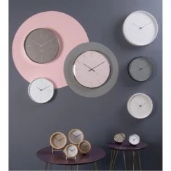 Present Time Horloges Murales Et Horloges à Poser Réveil Design En Bois Blanc -Plaques et lettrages Soldes reveil design en bois blanc 3