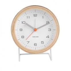 Present Time Horloges Murales Et Horloges à Poser Réveil Design En Bois Blanc -Plaques et lettrages Soldes reveil design en bois blanc 4