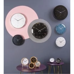 Present Time Horloges Murales Et Horloges à Poser Réveil Design En Bois Noir -Plaques et lettrages Soldes reveil design en bois noir 3