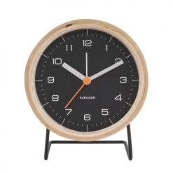 Present Time Horloges Murales Et Horloges à Poser Réveil Design En Bois Noir -Plaques et lettrages Soldes reveil design en bois noir 4