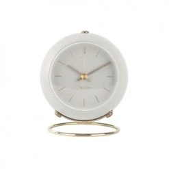 Present Time Horloges Murales Et Horloges à Poser Réveil Globe Métal Blanc -Plaques et lettrages Soldes reveil globe metal blanc 2