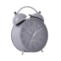 Present Time Horloges Murales Et Horloges à Poser Réveil Iconic Métal Gris -Plaques et lettrages Soldes reveil iconic metal gris 4