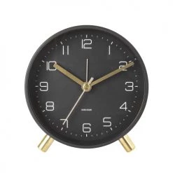 Present Time Horloges Murales Et Horloges à Poser Réveil Noir -Plaques et lettrages Soldes reveil noir 4