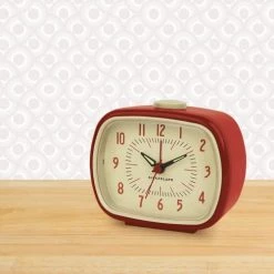 Kikkerland Horloges Murales Et Horloges à Poser Réveil Rétro Rouge -Plaques et lettrages Soldes reveil retro rouge 3