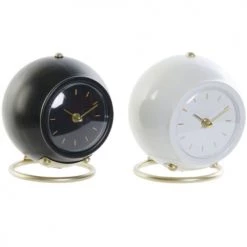 Wadiga Horloges Murales Et Horloges à Poser Set De 2 Horloges à Poser Métal Noir Et Doré - 16x13x18cm